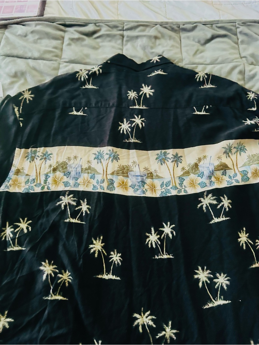 Saddlebred Black Tropical Print Shirt Jacket with Cream Border